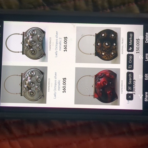 ANEMONE* lady octopus velvet leopard molded bag w silvertone hardware snap top - Picture 14 of 15